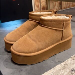 Tan Platform Ankle Boots